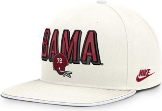 Nike Alabama Legacy Letter & Mascot Pro Nike Mens Dri-FIT College Adjustable Hat in White | NC120G9GABV-207