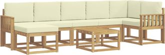 vidaXL Conjunto De Sof&aacute;s De Exterior 8 Uds. Blanco Y Crema Poli&eacute;ster Vidaxl