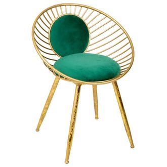 Wanderlust Deco Wanderlust Deco - Banqueta De Metal Dorado Tapizada Verde 55x46x70