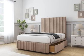 Sloomy Madison Naples Divan Set No Drawers-26 Headboard-Footboard in Light Brown | Size: Double