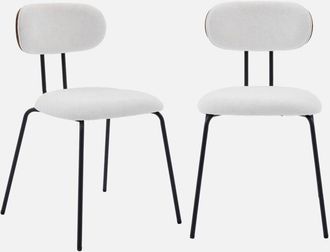 Sweeek Silla Decoraci&oacute;n Madera Curvada Te&ntilde;ida Nogal Y Tela Repelente Al Agua, Set De 2, Erin, Blanco, 45x55x80 Cm