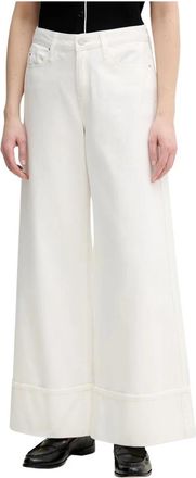 Karl Lagerfeld Wide Broeken - Dames - Wijde Broeken - Beige - W25 - Katoen - Broeken
