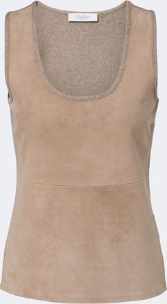 Max Mara Top in suede con lana e cashmere