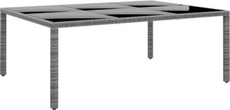 vidaXL Mesa jardín vidrio templado ratán sintético gris 200x150x75 cm Vidaxl