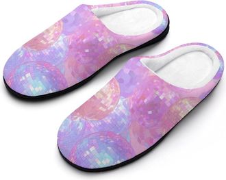 Generic Disco Ball Sparkly Slippers Men Winter Warm Cotton Anti-Slip Indoor Slip-Ons House Shoes