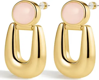 Luv AJ The Rio Rose Quartz Drop Earrings in Gold at Nordstrom