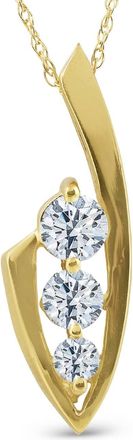 Pompeii3 1/2ct Three Stone Diamond Yellow Gold Pendant Necklace
