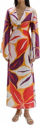 Cala de la Cruz Calabria Long Sleeve Midi Dress In Multi