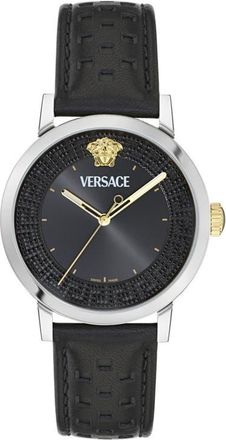 Versace Albireo Leather Strap Watch, 40mm in Stainless Steel at Nordstrom