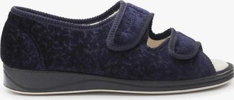 Padders Womens Padders LYDIA Womens (2E Fit) Touch Fasten Slippers Navy - Blue - Size: 4