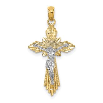 Diamond2Deal 10K Two-tone Diamond-Cut Crucifix Pendant