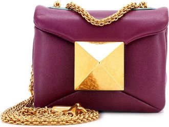 Valentino Purple Sheep Leather One Stud Chain Flap Bag Micro (Authentic Pre- Loved)