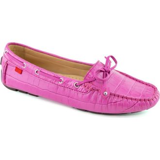 Marc Joseph New York Cypress Hill Croco Tiebow Driver Loafer in Pink Croco at Nordstrom, Size 9.5