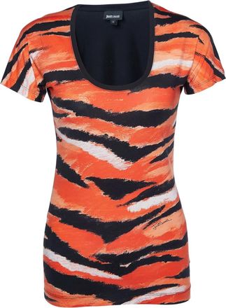 Cavalli tiger-print scoop neck T-shirt - Orange
