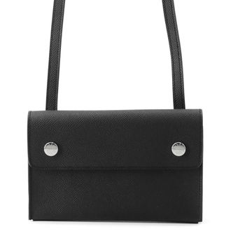 Herm&egrave;s Black Epsom Leather Chain/Shoulder Wallet (Pre-Owned)