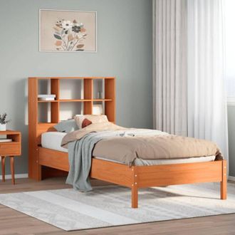 vidaXL Cama Con Estanter&iacute;a Sin Colch&oacute;n Madera Maciza Marr&oacute;n 100x200 Cm Vidaxl