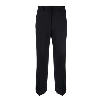 Incotex Cropped Trousers, female, Blue, Size: XS Tailored Cuffed Straight-Leg Trousers