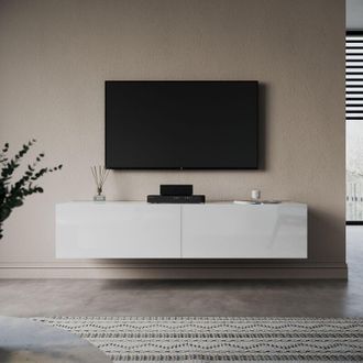 Elegant Lighting Elegant - 1400mm Hanging tv Cabinet High Gloss White Wall Mounted tv Unit for Living Room