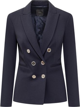 Pinko Blue Solid Notched Lapel Blazer