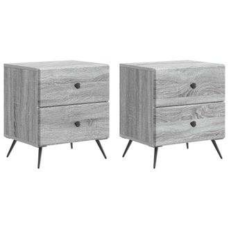 vidaXL Armario De Noche 2 Pcs Gris Sonoma 43 X 34,5 X 47,5 Cm Vidaxl