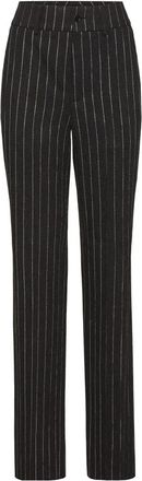 Philipp Plein Gestreepte Rechte Broek - Dames - Straight fit broeken - Grijs - M - Wol - Broeken