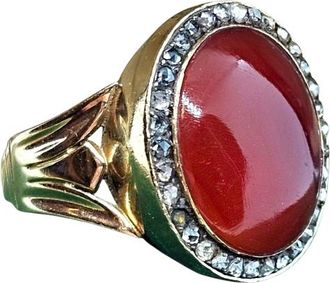 Vintage Antique 1820 Rose Cut Diamond and Carnelian Ring