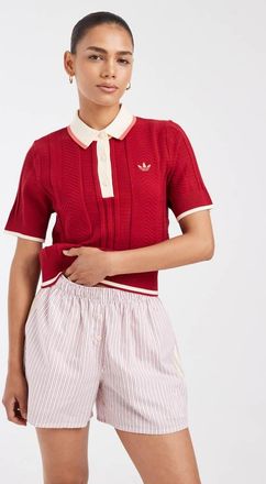 adidas Originals Pantaloncini stile boxer rossi a righe-Rosso
