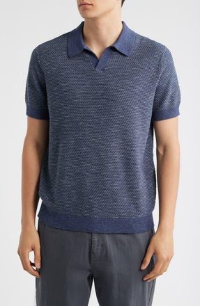 Treasure & Bond Short Sleeve Johnny Collar Polo Sweater in Navy India Ink at Nordstrom, Size Xx-Large