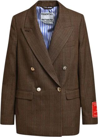 Essentiel Kit Double Breasted Blazer - Dames - Jassen - Bruin - Maat: S Wol