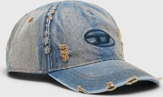 Diesel Denim cap with frayed details and embroidered logo - Caps - Man - Blue