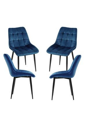 Regalos Miguel Regalos Miguel - Packs Sillas Comedor - Pack 4 Sillas Cade Terciopelo - Azul
