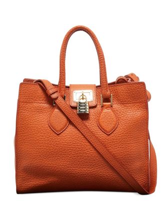 Roberto Cavalli Florence leren shopper - Oranje
