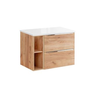 Petits Meubles Mueble bajo lavabo 2 nichos estratificado marr&oacute;n