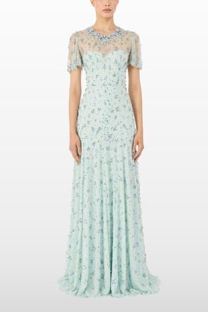 Jenny Packham Ambiance Beaded Maxi Dress in Alice Blue at Nordstrom, Size 10 Uk