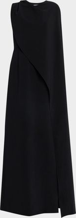 Carolina Herrera Draped Cape Column Gown