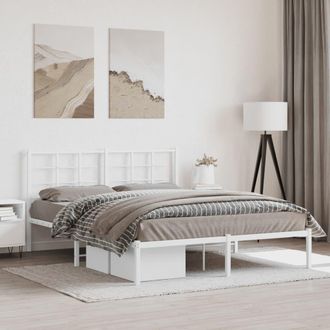 vidaXL Giroletto Con Testiera Metallo Bianco 160x200 Cm Vidaxl