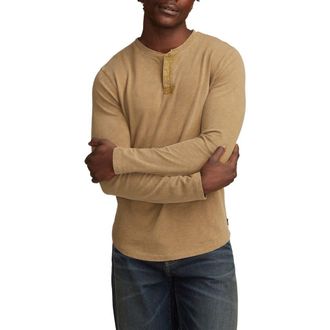 Lucky Brand Weekend Long Sleeve Slubbed Henley in Gothic Olive at Nordstrom, Size Large