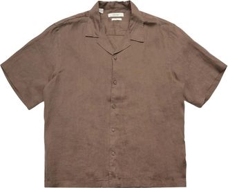 Selected Overhemden, Heren, Bruin, M, Linnen, Kylian Linnen SS Relaxed Resort