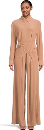 Norma Kamali Four Sleeve Shirt Jumpsuit Womens Casual Pants Cappuccino : MD (Womens 6), Polyester/Spandex