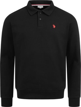U.S.Polo Association USEthaan heren sweatpolo met lange mouwen - knoopsluiting & geborduurd logo