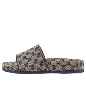 Gucci GG Slide Sandal Beige Blue Monogram 692951-2HK60-4061