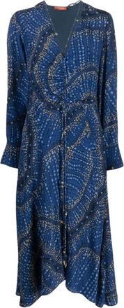 Altuzarra Bessenblauwe Zijden Midi-jurk - Dames - Casual kleedjes - Blauw - XL - Kleedjes