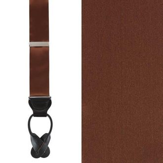 Trafalgar Store Big & Tall Dutton Solid Colored Silk Button End Suspenders in Brown at Nordstrom, Size One Size Big