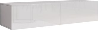 Mirjan24 Mobilier1 - Mueble Tv Venenou 125, Blanco + Blanco Brillante, N&uacute;mero De Puertas: 0, N&uacute;mero De Cajones: 0, 140x30x40cm