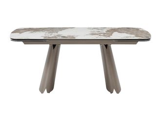 VENTE-UNIQUE.COM Mesa de comedor cer&aacute;mica gris, blanco