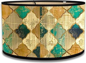 OEM Pantalla De L&aacute;mpara Colgante E27 De Bamb&uacute; Vintage - Pantalla Grande De 30 Cm - Pantalla Para L&aacute;mpara De Pie - Color Verde