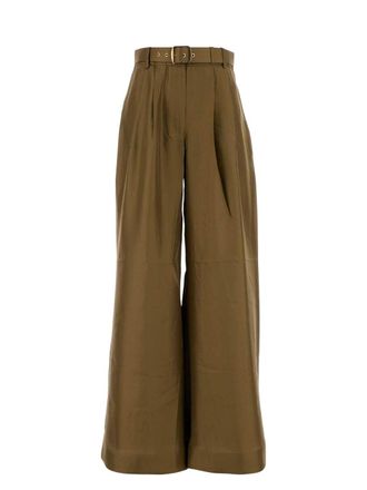 パンツ ZIMMERMANN COTTON PANTS ZIMMERMANN Cropped striped cotton-blend canvas straight-leg