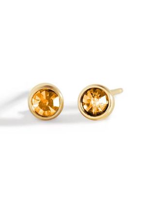 Mint & Lily Birthstone Bezel Studs in Gold-Tone /November Citrine at Nordstrom