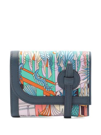 Hermès 2024 Animapolis printed bi-fold wallet - women - Silk/Leather - One Size - Blue
