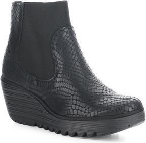 FLY London Yade Wedge Bootie in 005 Black Croco Prin at Nordstrom Rack, Size 6-6.5Us / 37Eu